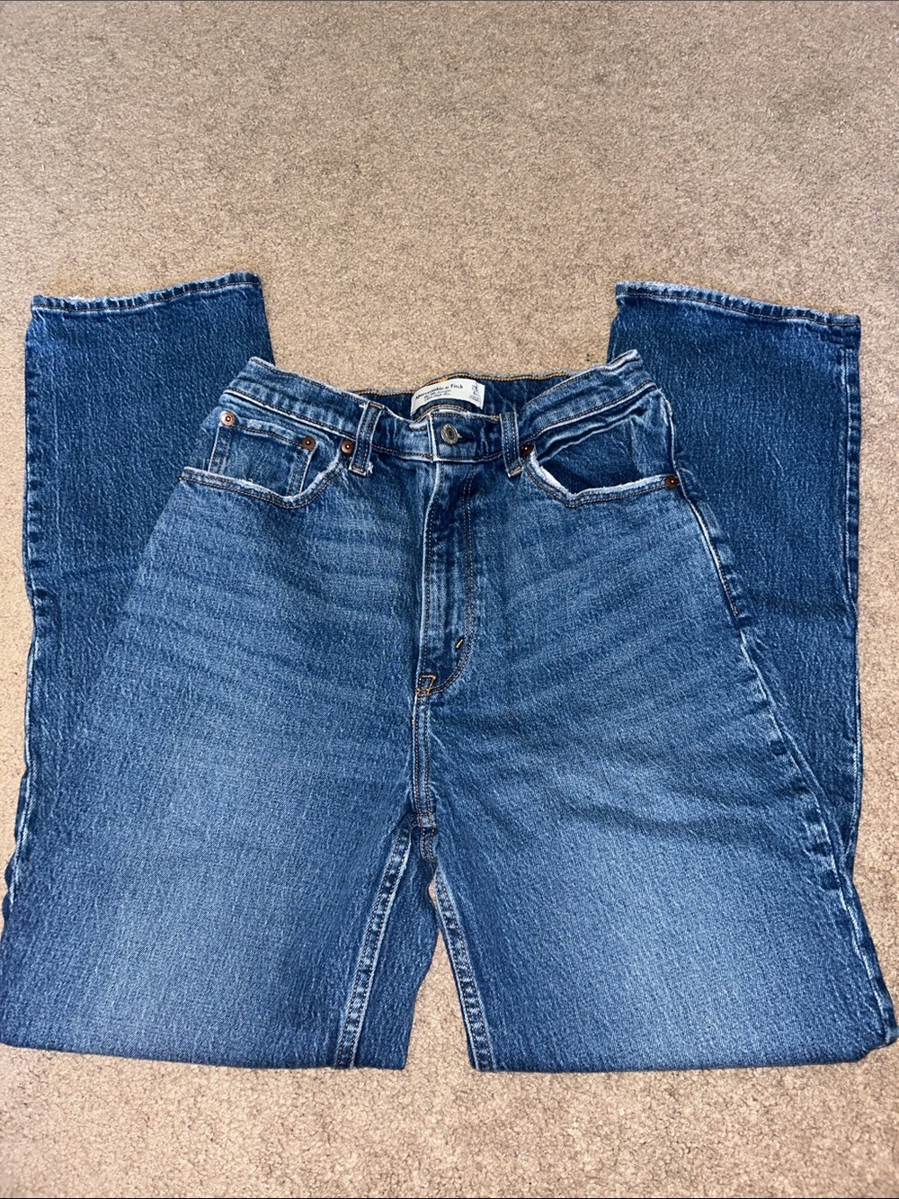 Abercrombie & Fitch Medium Blue Ultra High Rise Straight Jeans